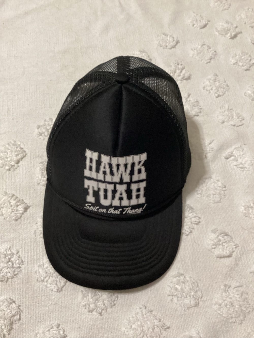 Hawk Tuah Spit on that thing snap back trucker hat SZ OSFM